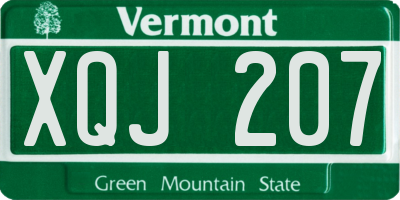 VT license plate XQJ207