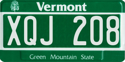 VT license plate XQJ208