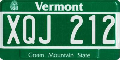 VT license plate XQJ212