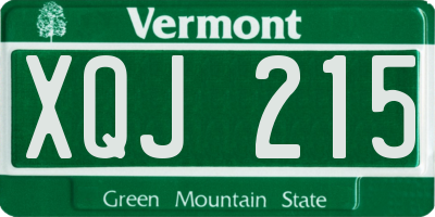 VT license plate XQJ215