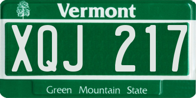VT license plate XQJ217