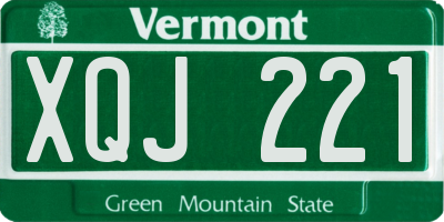 VT license plate XQJ221
