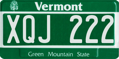 VT license plate XQJ222