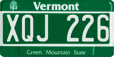 VT license plate XQJ226
