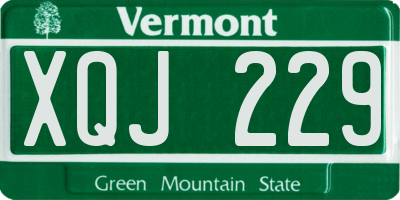 VT license plate XQJ229