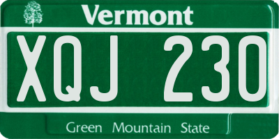 VT license plate XQJ230