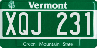 VT license plate XQJ231