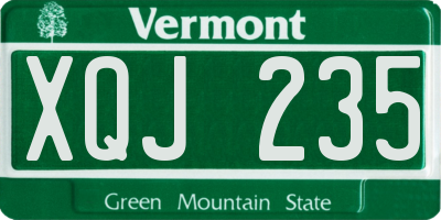 VT license plate XQJ235