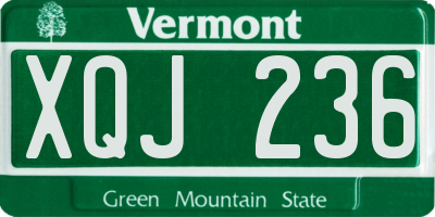 VT license plate XQJ236