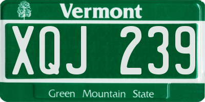 VT license plate XQJ239