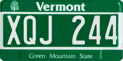 VT license plate XQJ244
