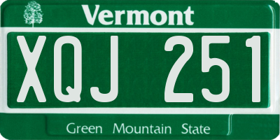 VT license plate XQJ251
