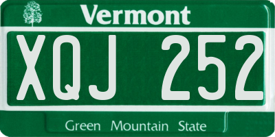 VT license plate XQJ252