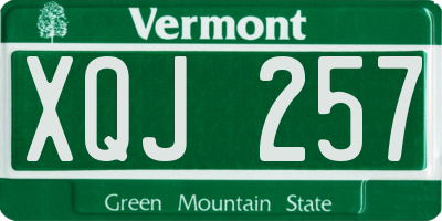 VT license plate XQJ257