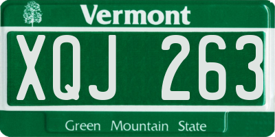 VT license plate XQJ263