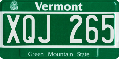 VT license plate XQJ265