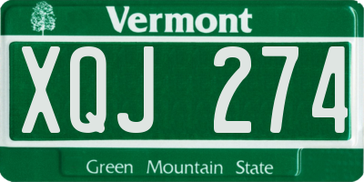 VT license plate XQJ274