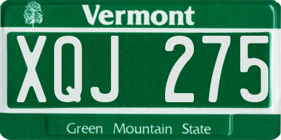 VT license plate XQJ275
