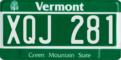 VT license plate XQJ281