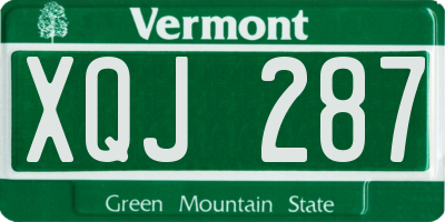 VT license plate XQJ287