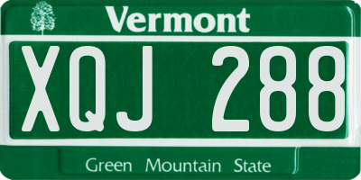 VT license plate XQJ288