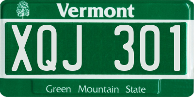 VT license plate XQJ301