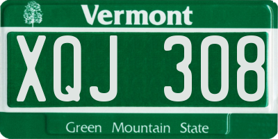 VT license plate XQJ308