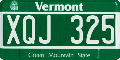 VT license plate XQJ325