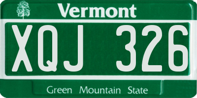 VT license plate XQJ326