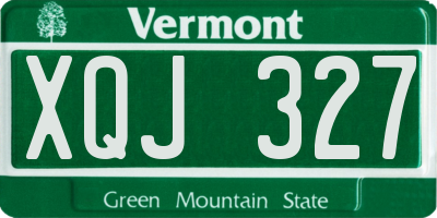 VT license plate XQJ327