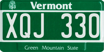 VT license plate XQJ330
