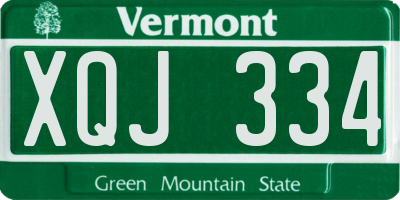 VT license plate XQJ334