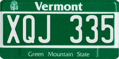 VT license plate XQJ335