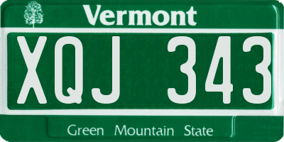VT license plate XQJ343