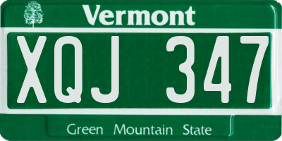 VT license plate XQJ347