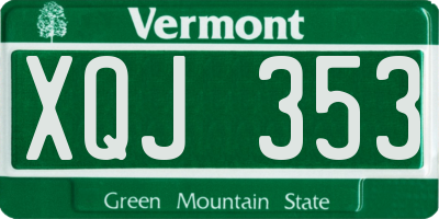 VT license plate XQJ353