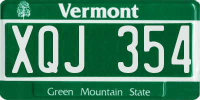 VT license plate XQJ354