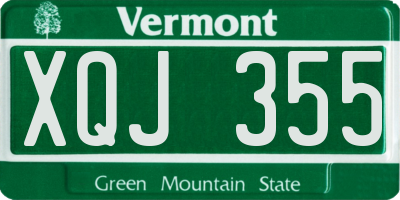 VT license plate XQJ355