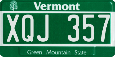 VT license plate XQJ357
