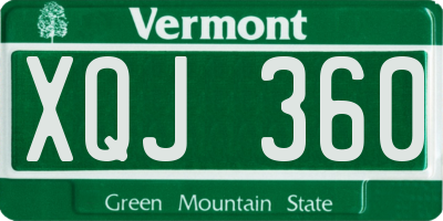 VT license plate XQJ360