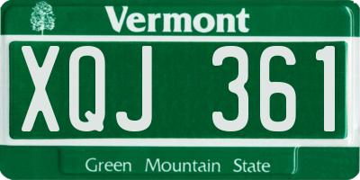 VT license plate XQJ361