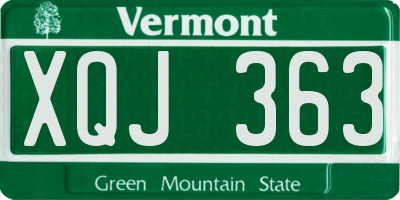 VT license plate XQJ363