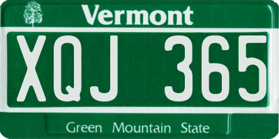 VT license plate XQJ365