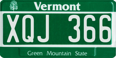 VT license plate XQJ366