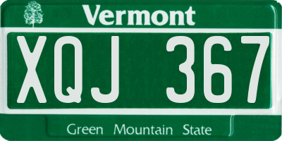 VT license plate XQJ367