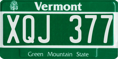 VT license plate XQJ377