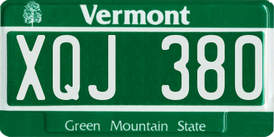 VT license plate XQJ380