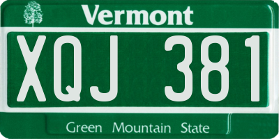 VT license plate XQJ381