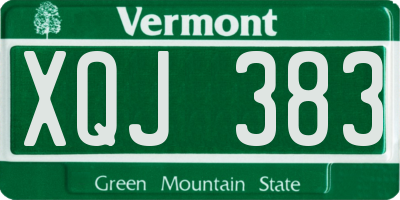 VT license plate XQJ383