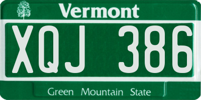 VT license plate XQJ386